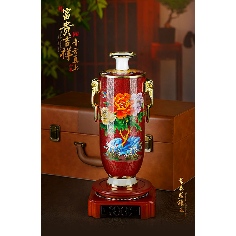 景泰蓝镶玉富贵吉祥•青云直上花瓶  戴嘉林老师作品